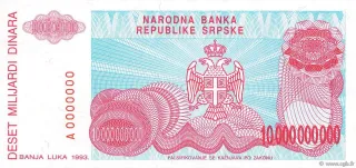 Bosnia and Herzegovina 10,000,000,000 Dinara, 1993 P-159 reverse
